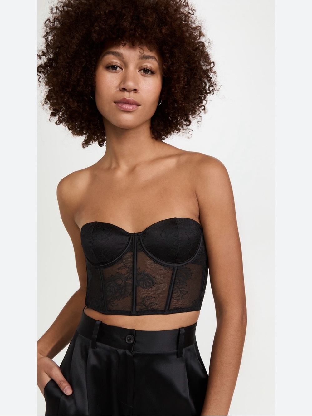 Fleur du Mal Black Lace Bustier Bandeau